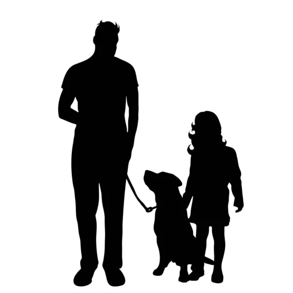 Vector Silhouette Family White Background — Stock Vector