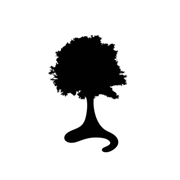 Διάνυσμα Σιλουέτα Του Δέντρου Λευκό Φόντο — Διανυσματικό Αρχείο