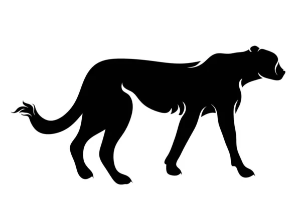 Vektorsilhouette Von Geparden Auf Weißem Hintergrund — Stockvektor