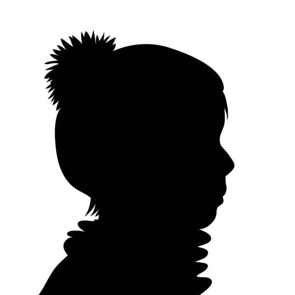 Vektor Silhouette Eines Kindes Winterkleidung Auf Weißem Hintergrund — Stockvektor