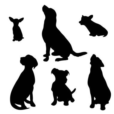 Beyaz arka plan üzerinde ayarla köpek siluet vektör.