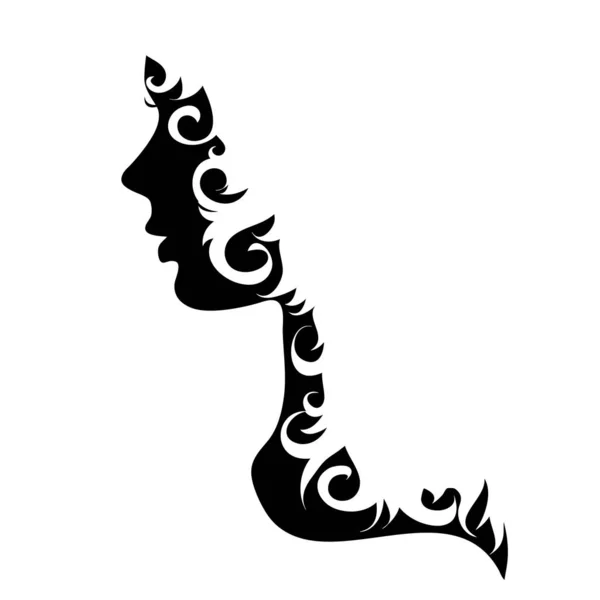 Silhouette Vectorielle Visage Femme Sur Fond Blanc — Image vectorielle