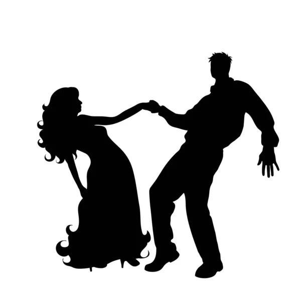 Vector Silhouette Couple Who Dance White Background — Stock Vector