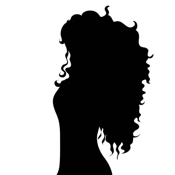 Silueta Vectorial Mujer Con Pelo Largo Sobre Fondo Blanco — Vector de stock