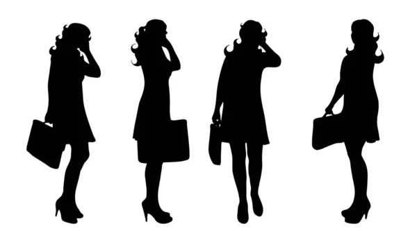 Silhouette Vectorielle Femme Sur Fond Blanc — Image vectorielle