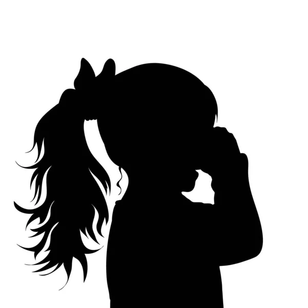 Silhouette Vectorielle Visage Fille Profil Comme Elle Pleure — Image vectorielle