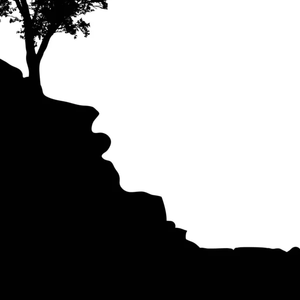 Vektorsilhouette Eines Felsens Auf Weißem Hintergrund — Stockvektor
