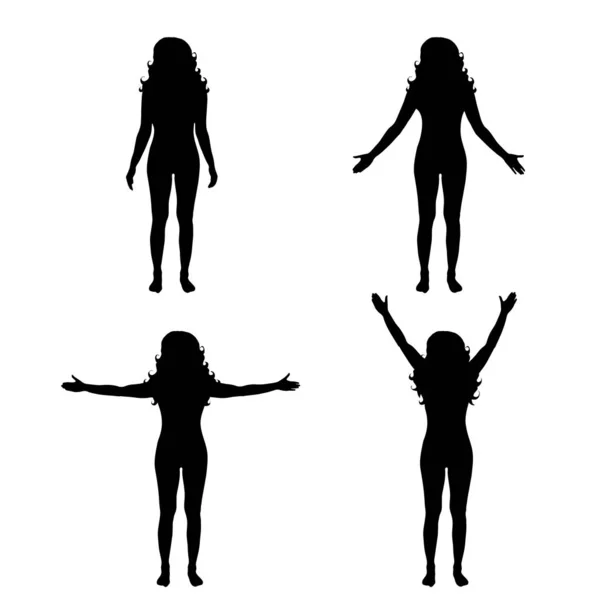 Silhouette Vectorielle Femme Sur Fond Blanc — Image vectorielle