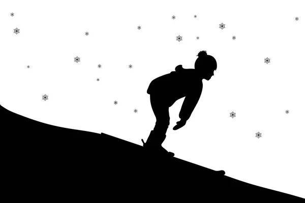 滑雪男孩的向量剪影 — 图库矢量图片