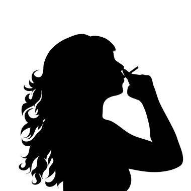 Yüz sigara profil içinde kadın silüeti vektör.