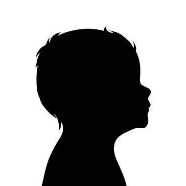 Beyaz arkaplandaki oğlanın vektör silueti.