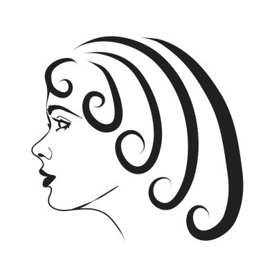 Bir kadının yüzüne beyaz arka plan üzerinde vektör çizim.