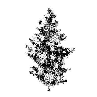 Ağaç kar taneleri ile vektör çizim.