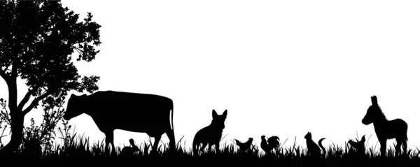 Sylwetka Wektor Zwierzęta Farmie — Wektor stockowy