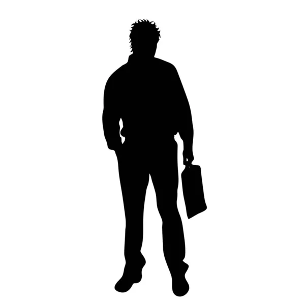Silhouette Vectorielle Homme Affaires Sur Fond Blanc — Image vectorielle