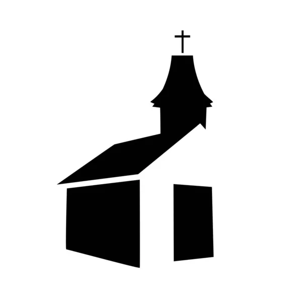 Vector Silhouette Church White Background — Stock Vector