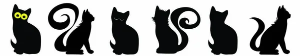 Vector Silhouette Set Cat — Stock Vector