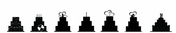Векторна Ілюстрація Набору Весільного Торта — стоковий вектор
