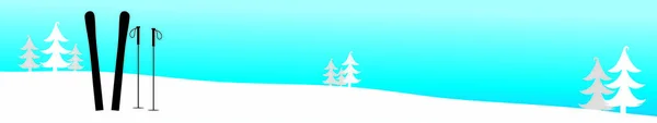 Ilustración Vectorial Colina Con Nieve Esquí Las Montañas Invierno — Archivo Imágenes Vectoriales