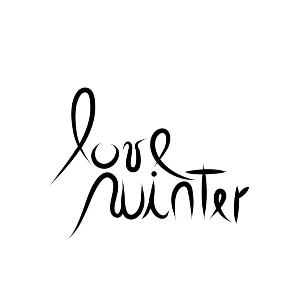 Ilustração Vetorial Texto Amor Inverno — Vetor de Stock