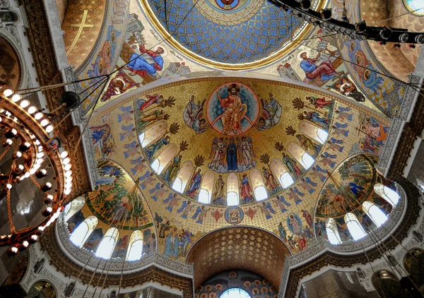 Enormes Superficies Interiores Las Paredes Arcos Catedral Naval Están Cubiertas — Foto de Stock