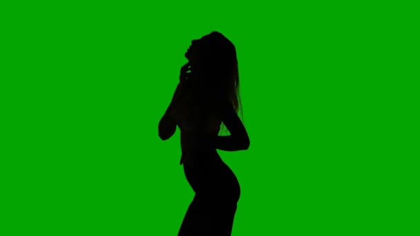 Dansen sexy slanke vrouw, silhouet — Stockvideo