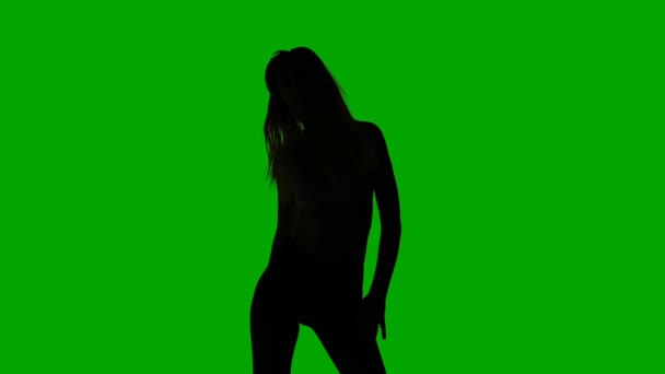 Cinsel ince kadın dans, siluet — Stok video