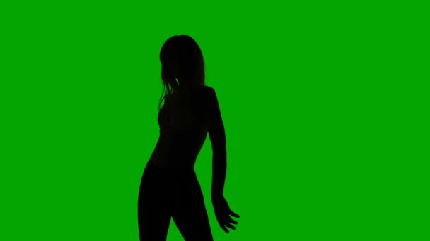 Bailando chica delgada sexual, silueta — Vídeos de Stock