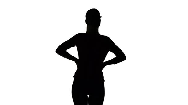 Isolated silhouette of slim girl — Stock Video