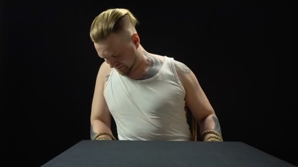 Kidnapped Man Strapped To The Chair Stock Video C Christefme
