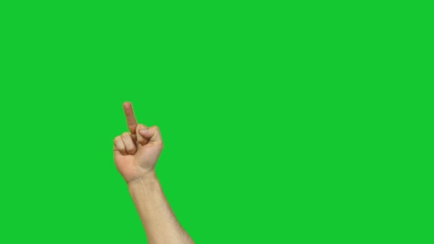 Male fuck gesture on green background — Stockvideo