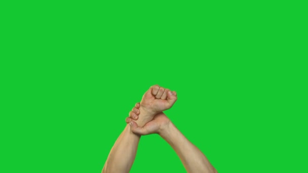 Male force gesture on green background — Stock Video