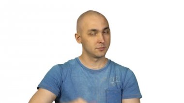 Hangi tarihlerde ve beyaz arka plan üzerinde Kel adamın sevmemek