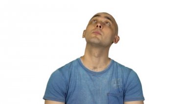 Kel adam beyaz arka plan üzerinde görüntüleri