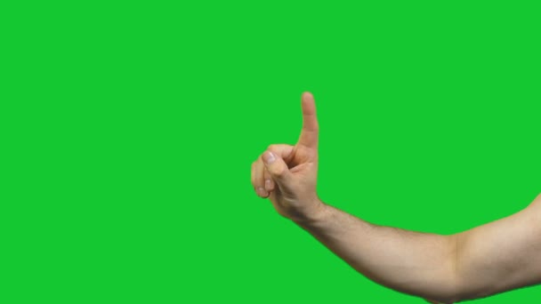 Чоловічий жест табу на зеленому фоні — стокове відео