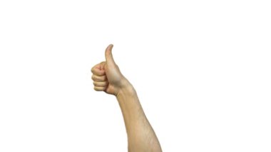 Beyaz arka plan üzerinde erkek sağ başparmak