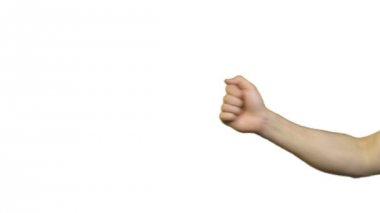 Beyaz arka plan üzerinde erkek boynuzları jest