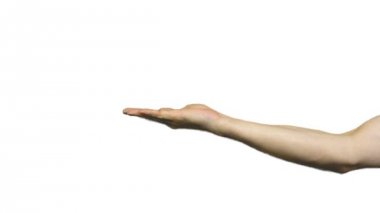 Beyaz arka plan üzerinde erkek teklif jest