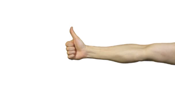 Homme comme geste sur fond blanc 