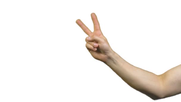 geste de paix sur fond blanc 