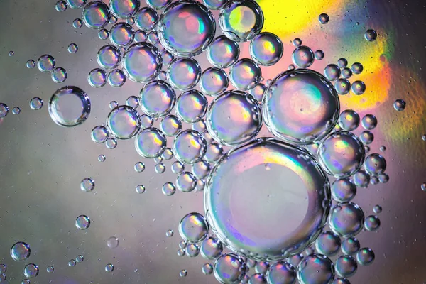 Image of oil bubbles in water texture on colorful background — Stock Photo, Image