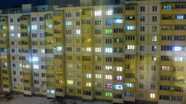 Video de luces de ventana en la noche — Vídeo de stock