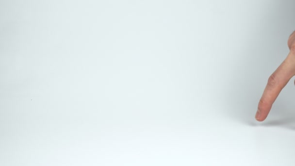 Images de la main de mans montrant un geste sur fond blanc 