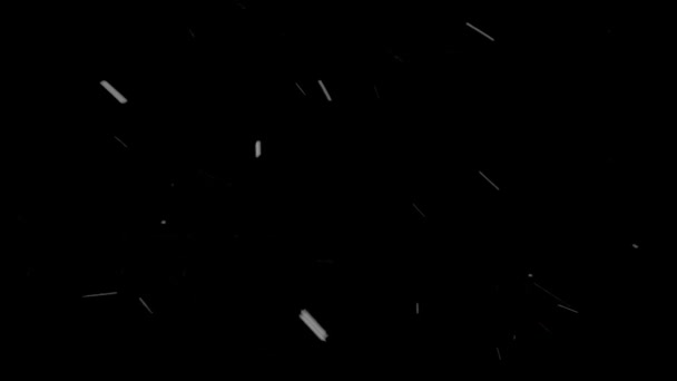 Weiße Flocken fallen auf schwarzem Hintergrund herunter — Stockvideo