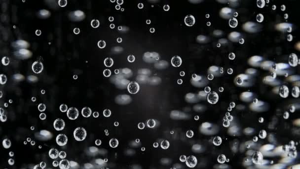 Macro video van soda water met de bubbels in het glas — Stockvideo