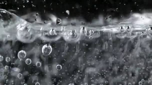 Soda water bubbles in glass — Stock Video