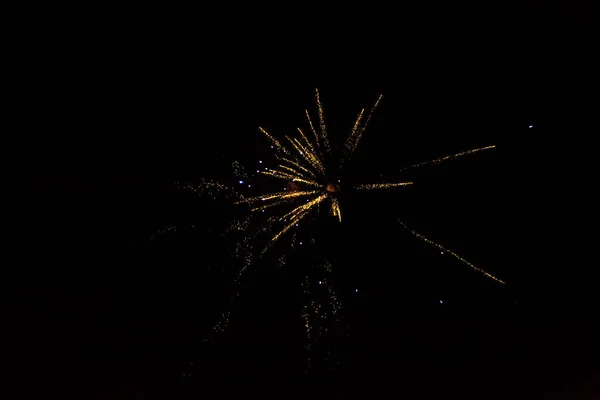 Foto von farbigem Feuerwerk am schwarzen Himmel im Sommer — Stockfoto