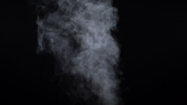 Βίντεο γυρίσματα του λευκού ομίχλη τσιγάρων σε μαύρο φόντο — Αρχείο Βίντεο