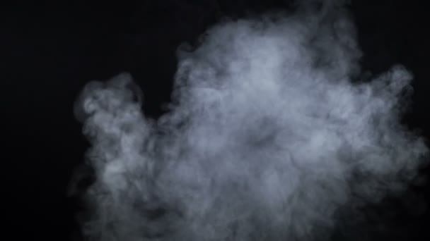 Vídeo rodaje de humo de cigarrillo blanco sobre fondo negro — Vídeo de stock
