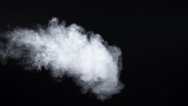 Γυρίσματα του λευκού τσιγάρου ομίχλη σε μαύρο φόντο — Αρχείο Βίντεο